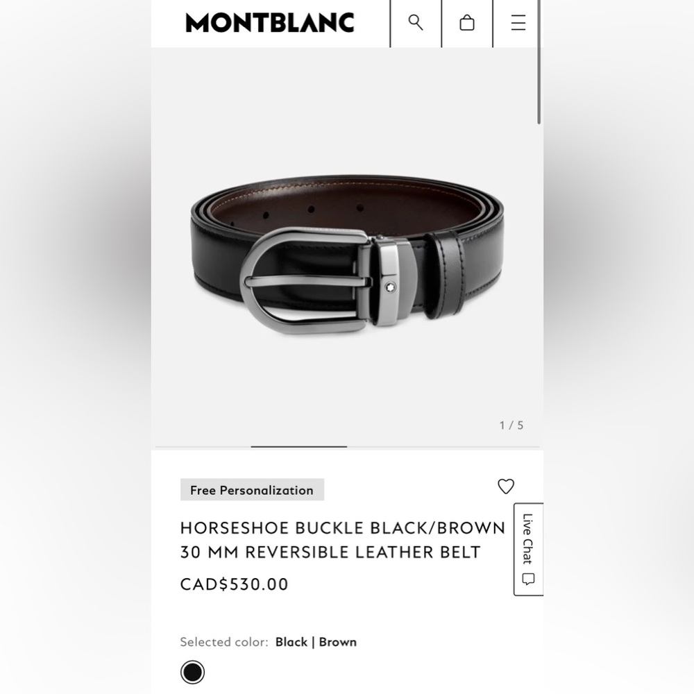 NEW Montblanc Reversable Leather Belt AUTHENTIC (Black / Brown 30mm) - Picture 5 of 5